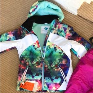 Obermeyer ski jacket, Columbia ski bib